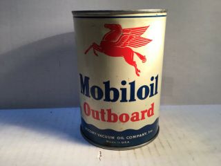 Vintage Mobil Outboard Oil Can Quart Metal Gas Rare Handy Shell Oilzum Gargoyle