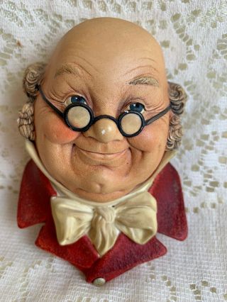 Vintage Bossons England Chalkware Character Head Dickens Mr.  Pickwick