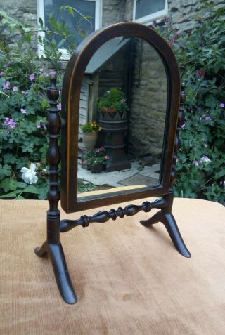Antique Victorian Bobbin Work Mahogany Cheval Dressing Table Mirror