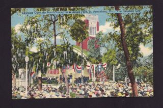 Old Vintage Postcard Of Band Concert In Williams Park St Petersburg Florida Fl