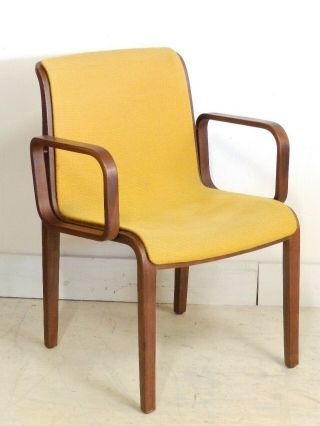 1970s Mid Century Modern Bill Stephens For Knoll Gold Bentwood Arm Desk Chair