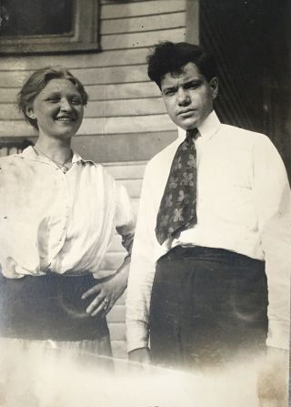 1910’s Vintage Photo Brother Sister Edwardian High School Boy Girl Pose