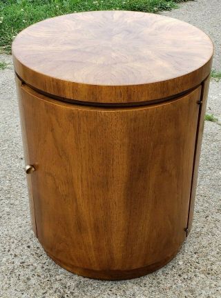 Drexel Heritage Night Stand End Table Liquor Cabinet Round Mid Century Modern