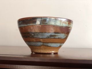 Vintage Studio Pottery Ceramic Stoneware Vessel Thin Edge Thrown Bowl Signed