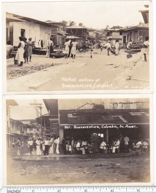 2 Photos Circa 1925 Buenaventura Colombia Market Section Us Navy Sailor At A Bar