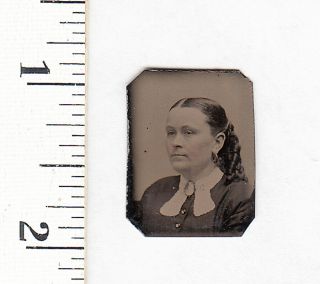 Civil War Era Miniature Gem Tintype Photo.  Pretty Woman.  796m13