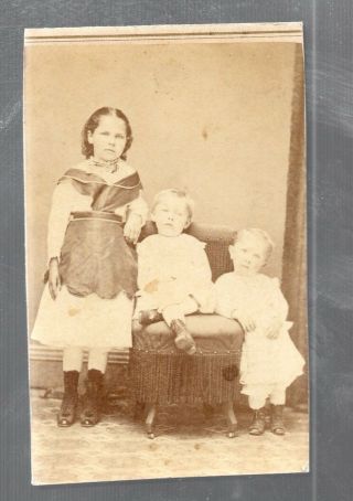 Cdv Photo Of 3 Children Nothing On Back Of Card