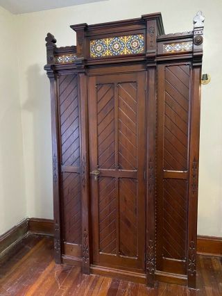 Large Wood Antique Wardrobe Cabinet