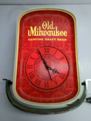 Vintage 1968 " Old Milwaukee Beer " Lighted Wall Clock - It
