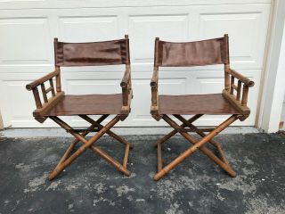 Mid Century Vintage " Mcguire Bamboo Style " Folding Directors Chairs