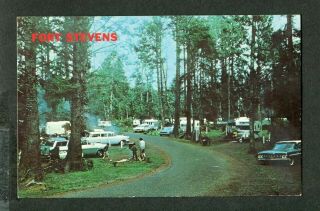 Vintage Postcard 1950s Cars Fort Stevens Oregon Coast Travel Trailer 408022