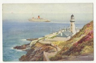 Douglas Head Lighthouse Isle Of Man Brian Gerald Vintage Art Postcard 202c