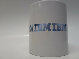 Vintage Classic IBM Coffee Mug Graphic Logo Computer Advertising Promo Blue 2