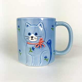 Vintage Hand Crafted Otagiri Blue Cat Coffee Mug 3d Made In Japan