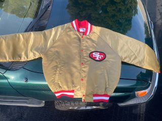 Vintage San Francisco 49ers Chalk Line Satin Jacket Gold Size Large Nfl
