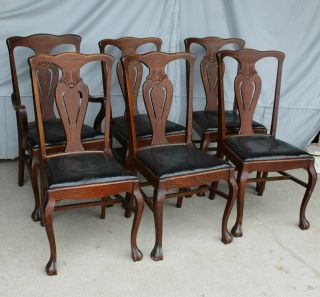 Antique Set Of Six Quarter Sawn Oak Dining Chairs – Finish
