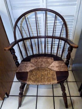 Nichols And Stone Windsor Captains Arm Chair Rushing Spindle