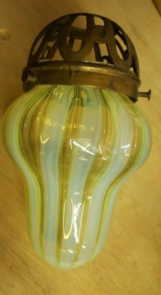 Arts And Crafts Vaseline Glass Lamp/lampe Shade Powell Interest With Gallery