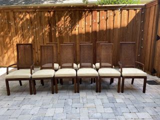 Set Of 10 Henredon Cane Back Dining Chairs