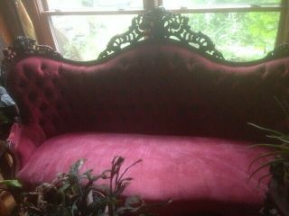 Antique 1800s Victorian Ornate Rosewood Sofa Settee Couch,  78 