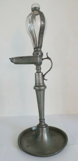 Antique Pewter Whale Ships Oil Lamp Clock - Rare 18th C - Early 19th C