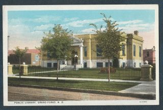 Public Library Grand Forks North Dakota Vintage Postcard