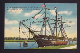 Old Vintage Postcard Of U.  S.  S.  Constellation Ship Newport Ri