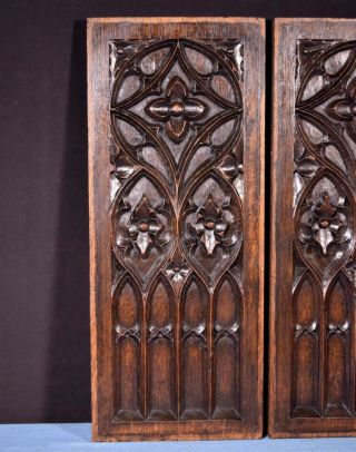 French Antique Gothic Revival Panels in Oak Wood Salvage 5