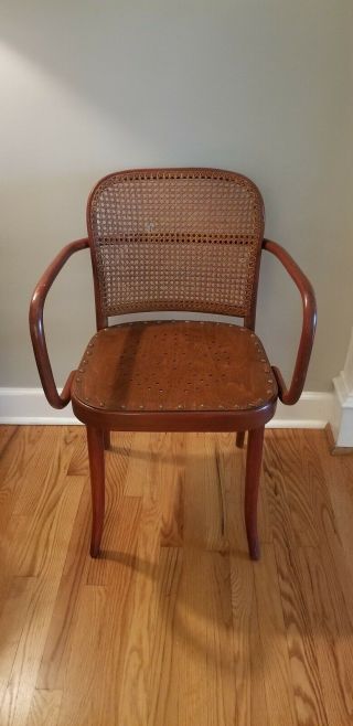Unique Vintage Josef Hoffman Bentwood Chair With Cane Backing And Wood Seat.