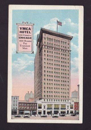 Old Vintage 1920 Postcard Of Ymca Hotel 822s Wabash Ave Chicago Il