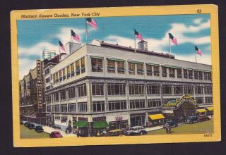 Old Vintage 1953 Linen Postcard Of Madison Square Garden York City Ny