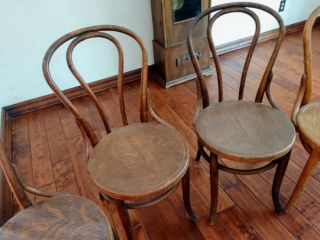 Set of 4 Josef Hoffmann THONET Antique Bentwood Cane Chairs 1920 ' s 2