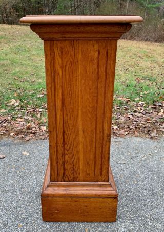 Antique Victorian Tiger Oak 36 " Tall Fluted Pedestal Plant Stand Table C.  1890