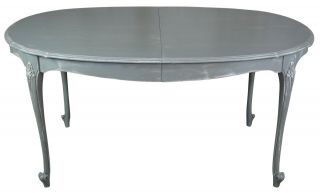 Vintage French Provincial Gray Oval Dining Table Chic 62 "