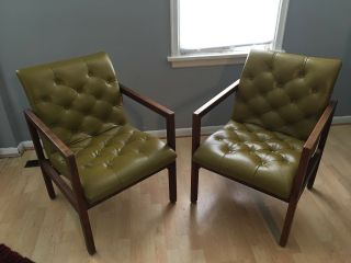 Two Green Antique Chairs Gunlocke Company