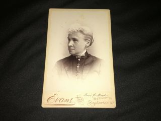 Cabinet Card Photo Of Woman From Shoulders Up By Evans From Binghamton York