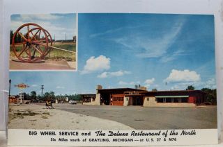 Michigan Mi Grayling Big Wheel Service Deluxe Restaurant North Postcard Old View