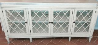 Sideboard Cabinet With Glass Doors - White Modern Farm Buffet - Showroom Model