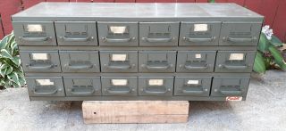 Vintage Real Equipto Usa 18 Drawer Metal Parts Cabinet 12 " Deep Ei