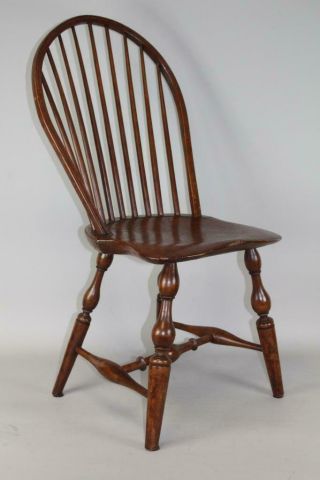AN EXTREMELY BOLD 18TH C YORK CITY 9 SPINDLE WINDSOR BOW BACK SIDE CHAIR 2