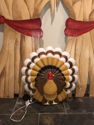 Vintage Union Thanksgiving 20 " Lighted Blow Mold Turkey Don Featherstone