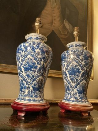 Vintage Oriental Style Decorated Porcelain Table Lamps