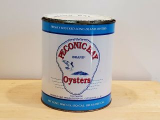 Vintage Peconic Bay Oysters Can 1 Gal.  W/lid Braun Seafood Cutchogue L.  I.  N.  Y.