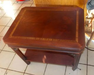 Mahogany Mid Century Inlaid End Table / Side Table By Lane (t885)