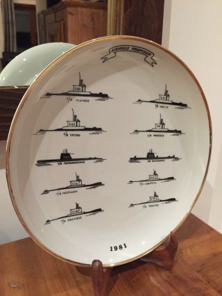 1981 Greece Navy Command Porcelain Plate Greek Submarine Papanikolis Y - 2 Signed