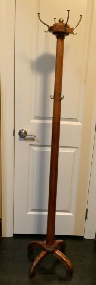 Antique Solid Maple Wood Coat Hat Rack Stand 1800’s