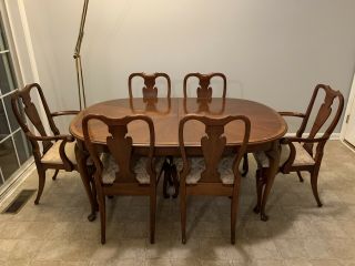 Vintage Hickory Chair Mahogany Dining Table W/ 6 Chairs