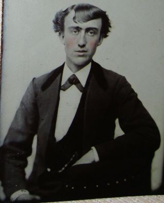 Tintype Photo Portrait Of Handsome Dapper Dandy Young Man With A Strange Hairdo