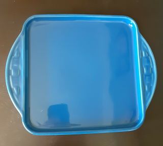 Longaberger Pottery Cornflower Blue Square Platter