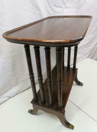 Antique Duncan Phyfe Mahogany End Lamp Side Table Rectangle Top Brass Clawfeet 3